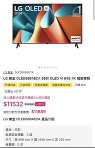 LG 樂金 OLED65B4ECA 65吋 OLED AI B4E 4K 智能電視