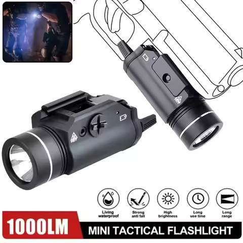 Tactical Pistol LED Light TR1-1 Gun Flashlight Metal 1000 Lumens Pistol Light Fit 20mm Rail