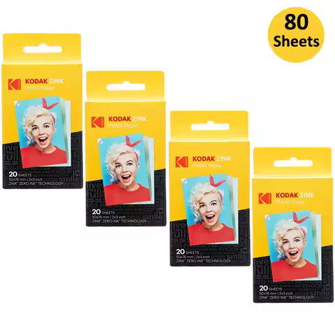 Original Kodak 2"x3" Premium Zink Photo Paper (20/100 Sheets) Compatible with Kodak Smile, Kodak Ste