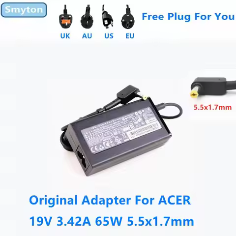 Original AC Adapter Charger For ACER 19V 3.42A 65W 5.5x1.7mm PA-1650-86 A11-065N1A ADP-65VH F Laptop