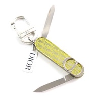 全新 Victorinox Dior Homme V0692HOMMT008U 斜紋 CD 標誌多功能工具，軍刀式鑰匙扣，銀色淨CLEAR黃色，銀色五金配件，含收納盒，瑞士製造，男士款