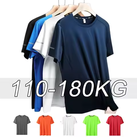 Men Plus Size T Shirts 6XL 7XL Large Size Quick Dry Short Sleeve T Shirt Loose Fit Gym Fitness Train