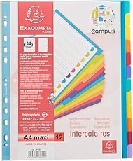 Exacompta 3812E Premium Register Campus for DIN A4 Maxi Made of Durable Plastic 12 Pieces Full Heigh