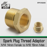 HUB sports  Brass Thread Female M18 18mm Male to M14 14mm Female Spark Plug Fitting Adapter Connecto
