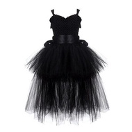 ZZOOI Black Girls Tutu Dress Tulle V-neck Train Girl Evening Birthday Party Dresses Kids Girl Ball G