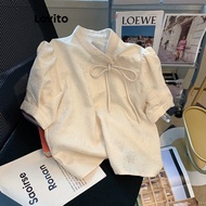 CODDAE35U6Lovito Áo sơ mi có nút ren trơn thông thường cho nữ LNE47060RES3RD