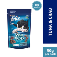 FELIX PLAY TUBES Tuna & Crab Dry Cat Treats (8 x 50g)