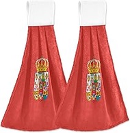 Personalized Ciudad Real Province Flag Hanging Hand Towel for Kitchen Oven Towel Set of 2 Absorbent 