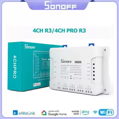 SONOFF 4CH R3 /4CH PRO R3 4 Gang Smart WIFI Switch 433MHZ Din Rail Mounting Wireless Remote Control 