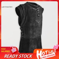 <wanmaolian> Sleeveless Gothic Vest Steampunk Clothing Waistcoat Medieval Viking Archer Costume Ches