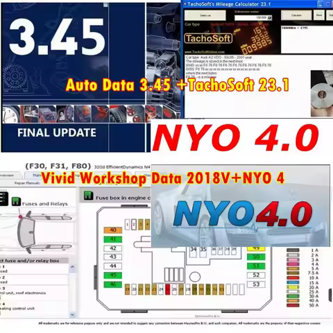 Auto Data 3.45 Vivid Workshop Data 2018V Auto Repair Software+TachoSoft Mileage Calculator 23.1 +201