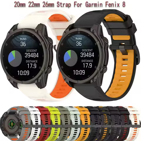 20 22 26mm Silicone Strap For Garmin Fenix 8 E 7X 7S 7 Pro Solar/6X 6 Sapphire 6S 5 5X Plus 3 945 Ep