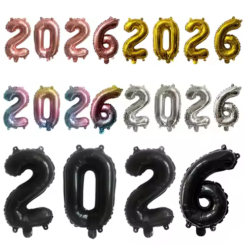 4Pcs 16inch 2026 Number Foil Balloons Happy New Year Party Decoration Merry Christmas Graduation Par