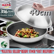 40cm 316 Stainless Steel Wok non stick Honey Comb Health