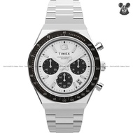 TIMEX TW2W53300 Men's Analog Watch Q Timex Chronograph Quartz 40mm SS Bracelet White *Original