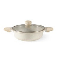 CAROTE 22cm Double Handle Pot Table Pot Sukiyaki Pot with Lid IH Compatible Safe from Harmful Substa