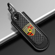 Carbon Fiber Car Keychain Emblems Key Pendant Keyring For Porsche Cayenne Panamera Macan 911 718 Tay