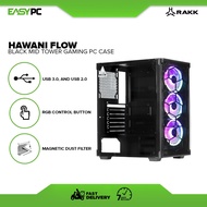 RAKK Hawani Flow Mid Tower Tempered Glass Desktop Gaming Case,Support ATX, mATX,mini-ITX MotherBoard