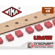 (10 Pieces) [F-CAP] Old Lot 0.33uF/63V u33J63V WIMA MKS2 5% 3.5x7.2 H8.5mm P=5mm