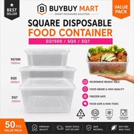 SQ1500 SQ5 SQ7 Square Disposable Plastic Food Container 1500ml 2000ml 3000ml Makanan Persegi 30set 5
