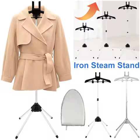 Steamer Stand with Hand-held Ironing Board Telescopic Garment Steamer Rack Foldable Standing Garment