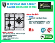 EF HB FG 3060 60CM 3-BURNER STAINLESS STEEL  GAS HOB |  Cast Iron Pan Supports with Wok Adapter | Free-Fast-Safe-Delivery