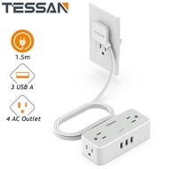 【ส่งไวจากไทย】TESSAN ปลั๊กพ่วง ปลั๊กไฟ 10A 2200W ปลั๊กไฟ 4 ช่อง ยาว 1.5/3.0 เมตร USB-C ปลั๊ก 3 ตาแบน 900J การป้องกันไฟกระชาก ปลั๊กพ่วง [TS-1020-C]
