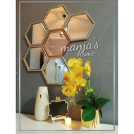 Hexagon Cermin Viral / Hexagon Mirror Cermin Wall Decor Ready Stock
