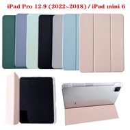 For iPad Pro 12.9 2022 2021 2020 2018 12.9-inch 5th 4th 3rd Gen iPad mini 6 2021 8.3" A2568 Fashion High End Clear Acrylic Tablet Protective Case With Pen Slot Flip Stand Cover