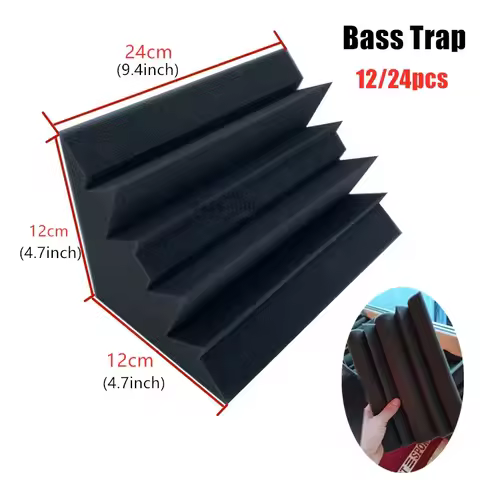 12/24Pcs 12x12x24cm Bass Trap Acoustic Wall Foam Black Soundproofing Insulation Foam Panel Studio Co