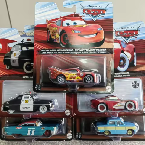 Mattel Pixar Cars Genuine Alloy Diecast Car Toys Lightning McQueen Sheriff And More Metal Collectibl
