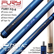 Fury FG08 Blue Cue - Uniloc Joint - Billiard Stick Biliar Low Deflecti