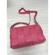 Cassette crossbody bag woven leather ketupat shoulder bag