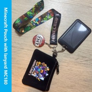 Minecraft coin purse pouch with card holder and lanyard