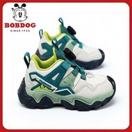 Bobdog 兒童運動鞋26至37碼 巴布豆男童鞋子2026春秋新款旋轉紐扣皮面防水正品百搭兒童運動鞋