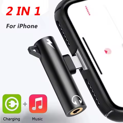 2 In1 Adapter Splitter For iPhone 14 13 12 11 X For Lighting to 3.5mm Audio Headphone Charging Jack 