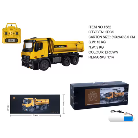 Huina 582 Remittance Ten Channel Alloy Loading Dump Truck Electric Remote Control Engineering Vehicl