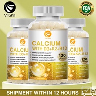 Calcium D3+K2+B12 capsules, vitamin D3, vitamin K2, vitamin B12,