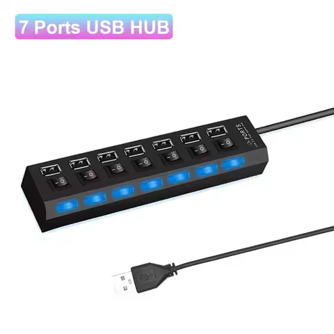 USB HUB USB 2.0 Switch USB Hub 3.0 Adapter High Speed Multi 4/7 Ports Hub USB On/Off Switch Portable