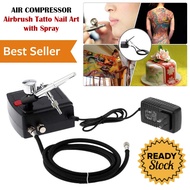 Air Compressor Airbrush Tatto Nail Art with Spray Semprotan Lukisan Lukis Tato Kompresor Angin Mini 