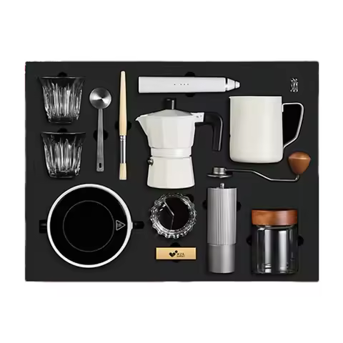 Morden Luxury Style Double Layer Milk Frother Manual Hand Handle Coffee Tea Gift Set