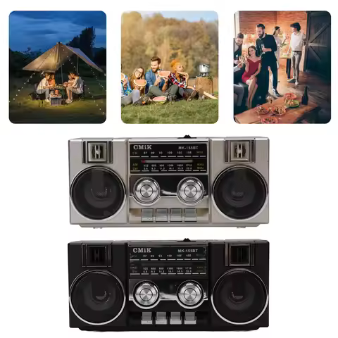 Portable FM AM SW Radio Full Band Clear Sound Quality Radio with RGB Bluetooth Speaker for Garden Pa