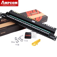 AMPCOM โทรศัพท์แผง Patch19นิ้ว50U Gold-Plated Patch เสียงแผง RJ11 RJ45 8P4C 6P4C RJ11 1U Cat3 25/50พ