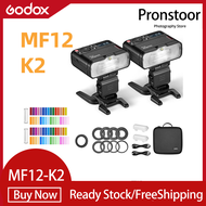 Godox MF12 K2 Macro Flash 2 Unit Light Kit Mini Speedlite built-in Godox X System TTL Flash + Color