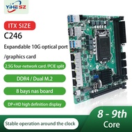 C246 ITX NAS Motherboard 8 SATA 3.0 4*I226 2.5G 2*M.2 NVME 2*DDR4 PCIE 16X NAS Board LGA1151 Support