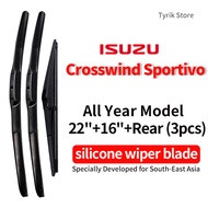 Isuzu Crosswind Sportivo Wiper Blade Set (Front Rear 3pcs) for All Year Model CW SUV XUV SUV Car Bac