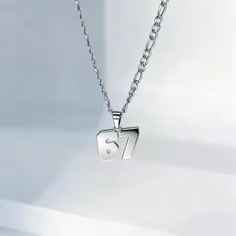 Minimalist Stainless Steel Chain 67 Number Pendant Necklace For Women Men Lucky Number Trend Chain P