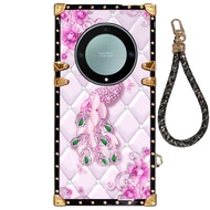 YJD Case For Honor X9b X9a X9 Happy Peacock Series Hand Rope Shockproof Phone Case