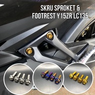 SKRU FOOTREST & SPROKET YAMAHA LC135 Y15ZR Y16 ORIGINAL HENG SKRU FOOTREST STAN GOLD TITANIUM CHROME