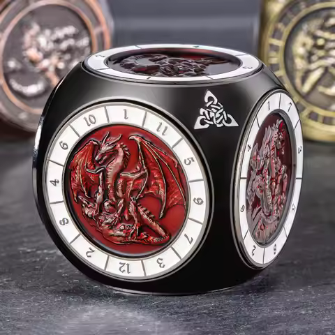 7 in 1 Spinner DND Metal Dice 3D Relief D&D Polyhedral Dice for RPG Role Playing Gaming Dungeon and